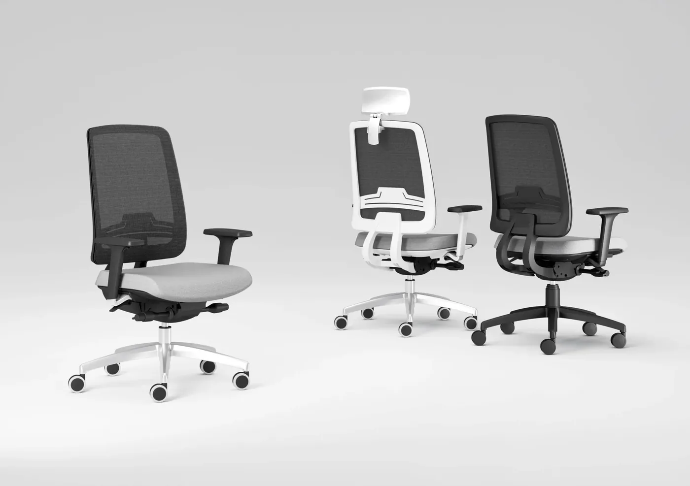 Bürodrehstühle der Serie Ahlen in Schwarz und Weiß